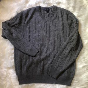 Grey merino wool Brooks Brothers v-neck sweater